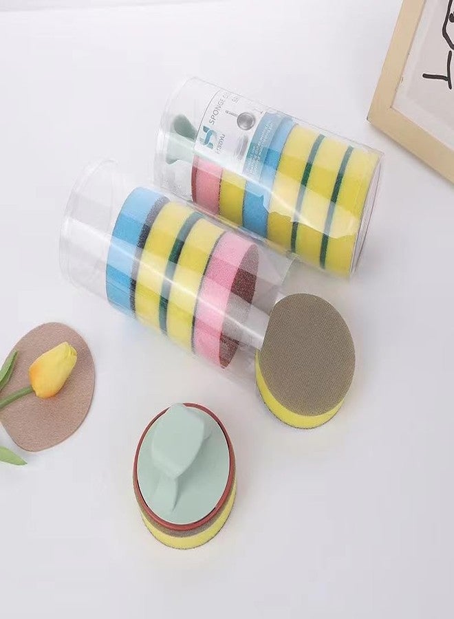 SOLDTRUE Multipurpose Round Dish Cleaning Sponge | Non-Scratch for Kitchen, Set of 5 Sponges + 1 Holder, Multi-Color | Durable & Gentle on Surfaces | Ideal for Dishwashing & Kitchen Cleaning - Image 5